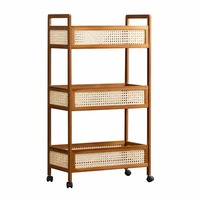 Chariot de rangement utilitaire en bambou, 3 niveaux, 35cm, 50cm, 70cm, mobile, pour la maison, la cuisine, la chambre, le balcon, vente en gros, directement du fournisseur