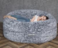 Fauteuil pouf géant en forme de sac à haricots extra large, 7 pieds, rempli de mousse, fauteuil de salon, fauteuil en fausse fourrure, canapé-lit géant, fauteuil pouf