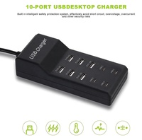 Adaptador de fuente de alimentación de Carga inteligente multipuerto de 50W, más de 10 puertos, cargador de pared USB para estación de carga de escritorio para portátiles de la UE y EE. UU.