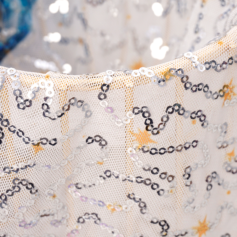 Tessuto a Rete con Paillettes Stampate