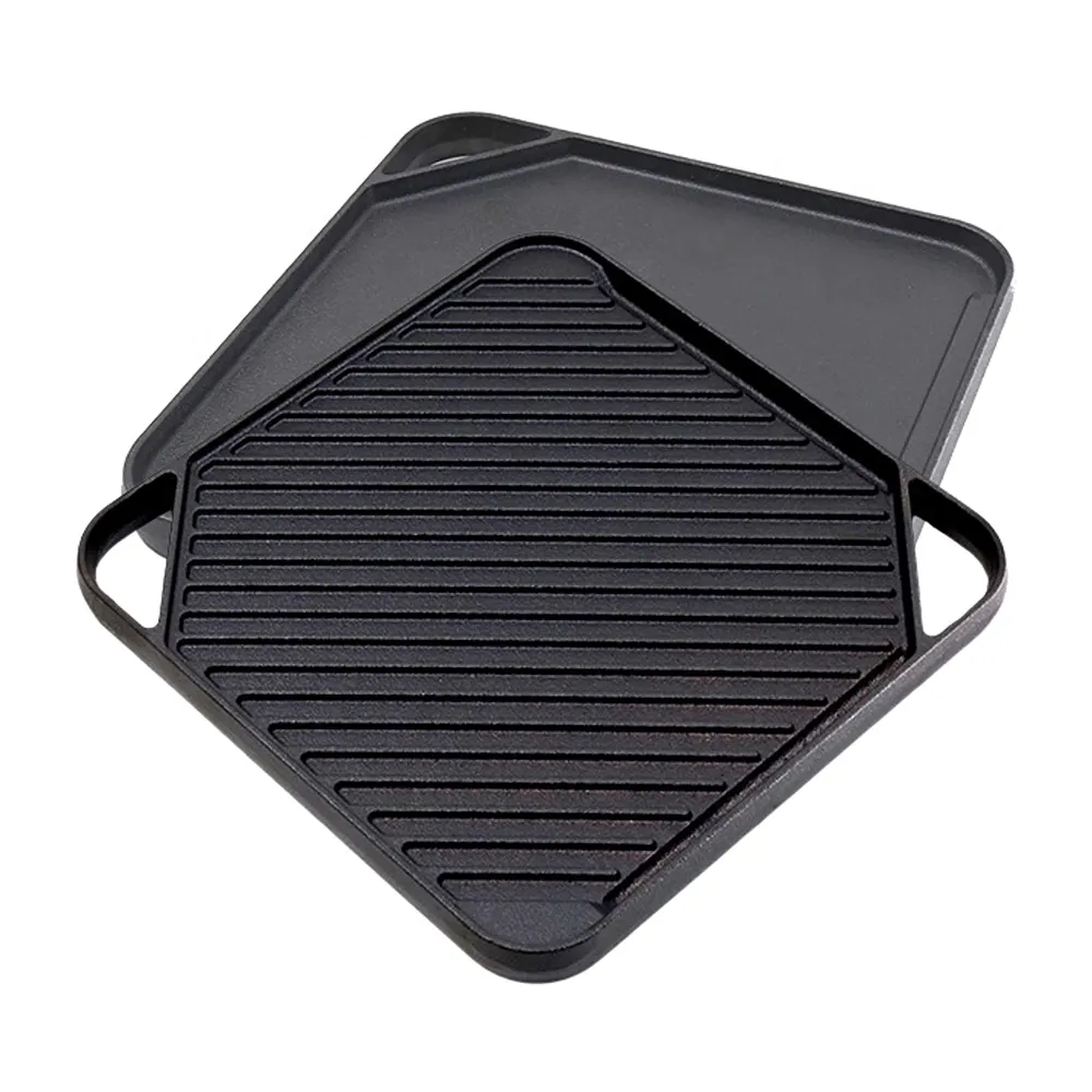 Placa de plancha para barbacoa, parrilla cuadrada de hierro fundido para utensilios de cocina, gran oferta