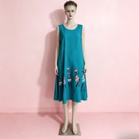 Robe longue ample décontractée pour femme, imprimé ethnique africain, sans manches, idéale pour l'été et les vacances à la plage - SJ015 (3,65 $)