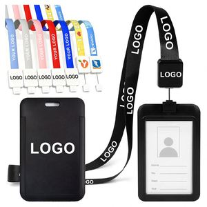 Porte-badge rétractable en ABS de haute qualité pour employés d'entreprise avec cordon, impression sérigraphique, logo couleur personnalisé - Product Image 1