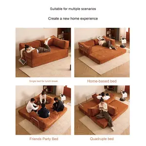 Canapé-lit sectionnel en tissu à double usage Petit appartement Simple Double Salon Pliable Amovible Lavable Éponge Remplie - Product Image 3