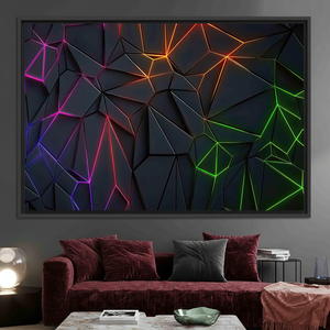 Modern Printed Canvas Art: Neon Geometric Wall Decor,<b>BLACK</b> <b>FRAMED</b> CANVAS - Product Image 3