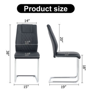 Chaises de salle à manger contemporaines en cuir PU de luxe, style industriel moderne avec pieds en chrome pour la maison ou la salle de bain - Product Image 2