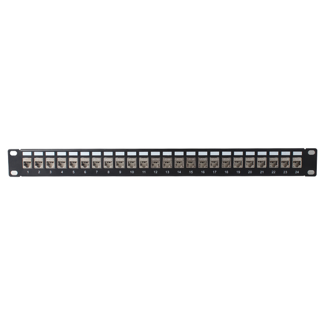 Wholesale 24 Port RJ45 Cat6a Patch Panel Network Wiring Metal Patch Panel FTP Cat6a RJ45 Patch Panel