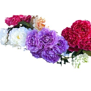 Fleur artificielle pivoine à cinq têtes Hua Ding, 45 cm, fleur en soie jaune, décoration de mariage, utilisation en intérieur - Product Image 2