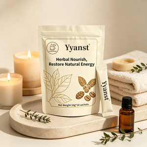 Café Instantáneo con Extracto de Plantas Herbales Naturales, 10g*10 Sobres, Bolsa Resellable con Diseño de Hoja Dorada, Bebida Botánica Pura - Product Image 3