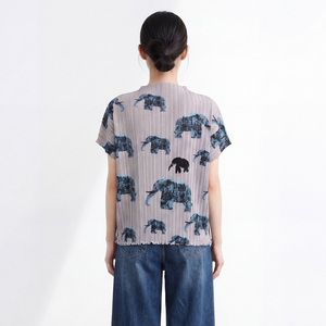 PY Women's Geometric Print Short Sleeve T-Shirt Crew Neck Slim Casual <b>Spring</b> Summer Eco-Friendly Polyester Woven Anti-Pilling - Product Image 5