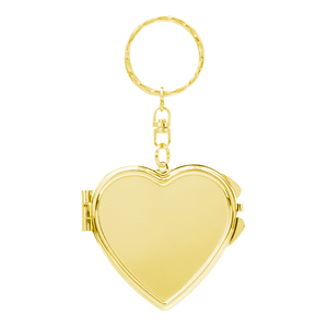 Mini Espejo Compacto con Forma de Corazón, Adornado con Pedrería Colorida, Llavero con Marco Metálico Dorado Electrochapado, Espejo de Bolsillo de Doble Cara con Cristal HD - Product Image 2