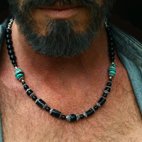 Collier tendance pour homme en turquoise, style hip-hop, artisanal, perles irrégulières, idéal pour un cadeau - Vente en gros JD GEMS