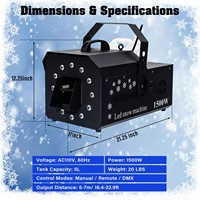 Machine à neige manuelle sans fil à télécommande DMX 1500W pour la fête de Noël et les décorations d'Halloween