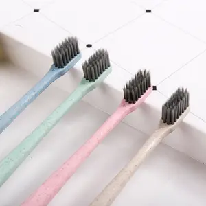 Spazzolino da denti ecologico per hotel spazzolino da denti monouso in materiale con manico in paglia di grano