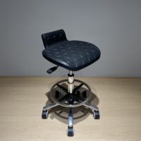 Tabouret de laboratoire de bureau en polyuréthane durable avec roulettes, chaise de travail pivotante avec soutien lombaire pour caissier, banquier, designer, ouvrier