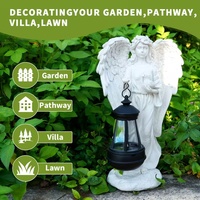 Lampe de jardin en résine d'ange à énergie solaire - Design lanterne, allumage automatique la nuit, idéale pour la décoration de sentiers/ pelouses et l'éclairage d'ambiance
