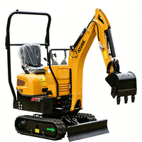 Mini-excavatrice d'occasion 1,0 TONNE, excavatrice sur chenilles compacte hydraulique, matériel de terrassement