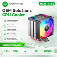 Refroidisseur de processeur professionnel SNOWMAN TDP180W avec 6 caloducs noirs Refroidisseurs de dissipateur thermique de processeur noir avec ventilateur RVB adressable