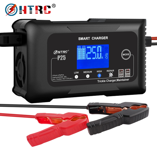 HTRC P25 25 Amp 12V/24V LiFePO4 Lead-Acid AGM/Gel/SLA Battery Charger Fast Charging CE/FCC/ROHS Certified Battery Charger