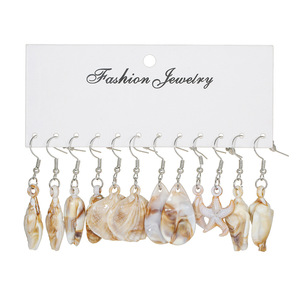 Ensemble de boucles d'oreilles pendantes en coquillage pour femmes, bijoux à la mode, style plage vintage, boucles d'oreilles en forme de coquille pour cadeau d'anniversaire - Product Image 5