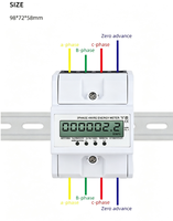 Meter Energi Digital LCD 3 Fasa 4 Kawat 4P Mini DIN Rail 10(100)A KWh