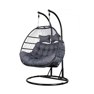 VOYAGE Dos personas Colgando Huevo <span class=keywords><strong>Silla</strong></span> Asientos dobles Columpio de metal con <span class=keywords><strong>base</strong></span> redonda - Product Image 1