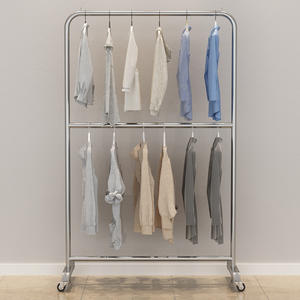 Estante <span class=keywords><strong>de</strong></span> exhibición colgante <span class=keywords><strong>de</strong></span> Metal <span class=keywords><strong>de</strong></span> doble capa <span class=keywords><strong>de</strong></span> alta calidad, ruedas, estante <span class=keywords><strong>de</strong></span> ropa <span class=keywords><strong>de</strong></span> Boutique <span class=keywords><strong>para</strong></span> <span class=keywords><strong>niñas</strong></span>, tienda, armario, optimización del espacio - Product Image 4