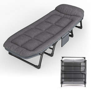 Reclining Folding <strong>Bed</strong> with Back Adjustable <strong>Camping</strong> <strong>Fishing</strong> Folding Cushion Relax Bedroom Lazy Folding <strong>Bed</strong> Chair - Product Image 1