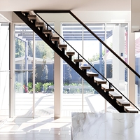 Escalier de villa flottante moderne en acier inoxydable 304 et verre trempé, escalier intérieur préfabriqué durable