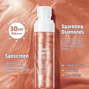 Yağlı Ciltler İçin Gül Altın Mika İçeren Geniş Spektrumlu Mineral Bitkisel Güneş Koruyucu Vücut Parlatıcı Krem SPF45 - Product Image 3