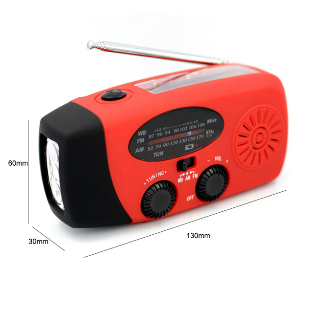JW20 Portable Rechargeable Emergency Solar Hand Crank 2000mah WB / NOAA Radio with Phone Charger and LED Torch Fm Portable Radio