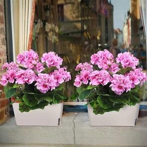 GM פרחים מלאכותיים ורוד סגול גרניום בוש פו גרניום פרחי משי צמח חיצוני בוש ורוד גרניום - Product Image 6