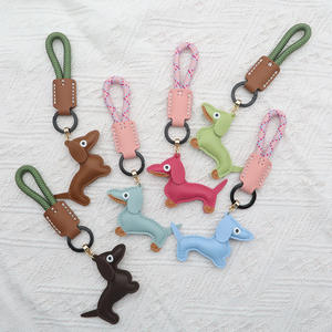 Lindo cuero PU <span class=keywords><strong>Mini</strong></span> Dachshund cordón moda hecho a mano <span class=keywords><strong>salchicha</strong></span> perro <span class=keywords><strong>cachorro</strong></span> llavero coche bolsa llaveros bolso Accesorios - Product Image 3