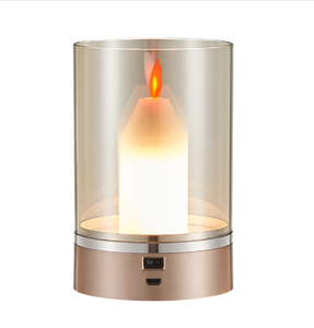 ハンドスイープセンサースイッチUSB付き充電式LEDキャンドル、寝室、ハロウィーン、クリスマス用のフレームレス調光可能ムードライト - Product Image 1