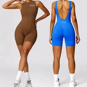 XW-CLT7447 custom women's comfortable jumpsuits fitness yoga shorts one piece sportswear high quality rompers