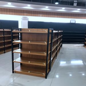 חנות מדף S תצוגת מדף פלדת מתכוונן מסחרי מתכת מדפי Rack Stand ארוך עץ מדף - Product Image 4