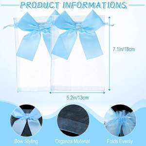 Sacs en <span class=keywords><strong>organza</strong></span> bleu clair avec nœud, 5 "x 7" Mesh Drawstring Small Jewelry Pouches Party Favor Candy Goodie Gift Tulle <span class=keywords><strong>Sachet</strong></span> pour mariage - Product Image 3