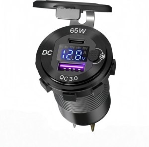83W 12V 알루미늄 USB 콘센트, 65W PD 18W QC3.0 소켓(디지털 전압계 및 버튼 스위치 포함) 자동차 RV 해양 보트용 - Product Image 1