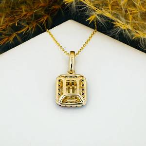 Collar de Diamantes de Lujo Minimalista con Zafiros Redondos y Baguette en Borde, Cierre de Anillo de Resorte, Cadena de Oro Sólido Amarillo de 14k, Calidad AAA - Product Image 3