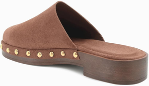 Mules à plateforme cloutées marron foncé pour <span class=keywords><strong>femme</strong></span>, bout rond fermé, en faux daim, sabots à enfiler, mules plates sans talon - Product Image 5
