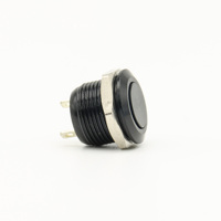 Interrupteur à bouton-poussoir momentané ultra-court noir, étanche, à retour tactile, 1NO, avec LED non polarisée et broche PCB
