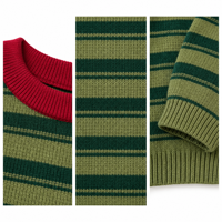 Ensemble pull et collier contrastant rétro rouge et vert à rayures pour propriétaire et animal de compagnie, personnalisable ODM OEM, vente en gros