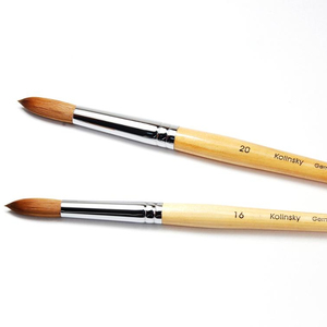 Pinceau à ongles en acrylique 100% Kolinsky avec manche en bois et virole dorée pour le nail art en gel, différentes tailles - Product Image 2