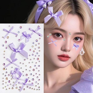 3D Black Bow Tattoo Stickers Waterproof Rhinestone <b>Gem</b> <b>Face</b> Decals for <b>Festival</b> Party Balletcore DIY Ribbon Tattoo Sheets - Product Image 4