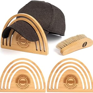 Herramienta de madera para doblar la visera de gorras Hat Mate, 18x13cm, soporte para guardar gorras con cepillo para gorras de béisbol - Product Image 1