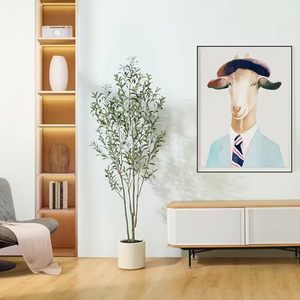 Ulivo artificiale alto 5/6/7ft con fioriera bianca-ramoscelli di ulivo artificiale per arredamento interno - Product Image 6