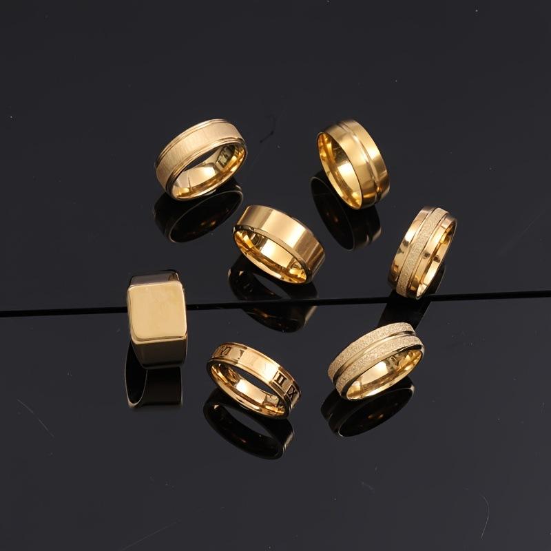 MECYLIFE Luxury 8MM High Polished Edge Sandblasted Gold Plated Domed ...