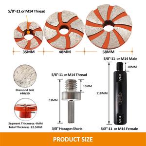 35/48/58毫米金刚石杯砂轮磨盘表面平面磨盘大理石混凝土石材清洗底部 - Product Image 4