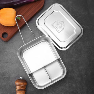 Boîte à lunch en acier inoxydable 304, grande capacité, boîte bento rectangulaire avec couvercle pour adultes, bureau, étudiants, usage domestique - Product Image 1