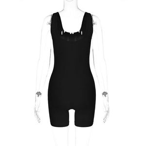 Tuta Intera Elasticizzata a Coste con Lacci, Abbigliamento Casual Estivo da Donna 2023 - Product Image 5